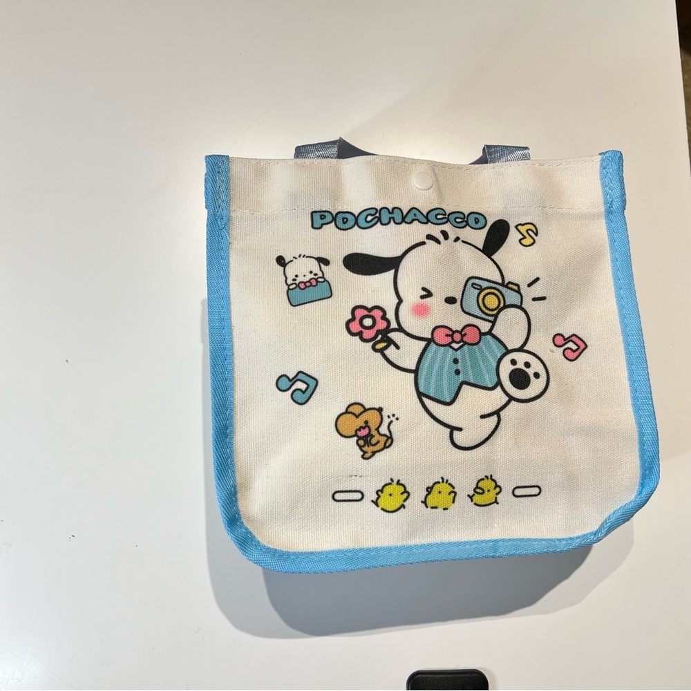 New Pochacco Mini Canvas Tote Bag in White and Light Blue